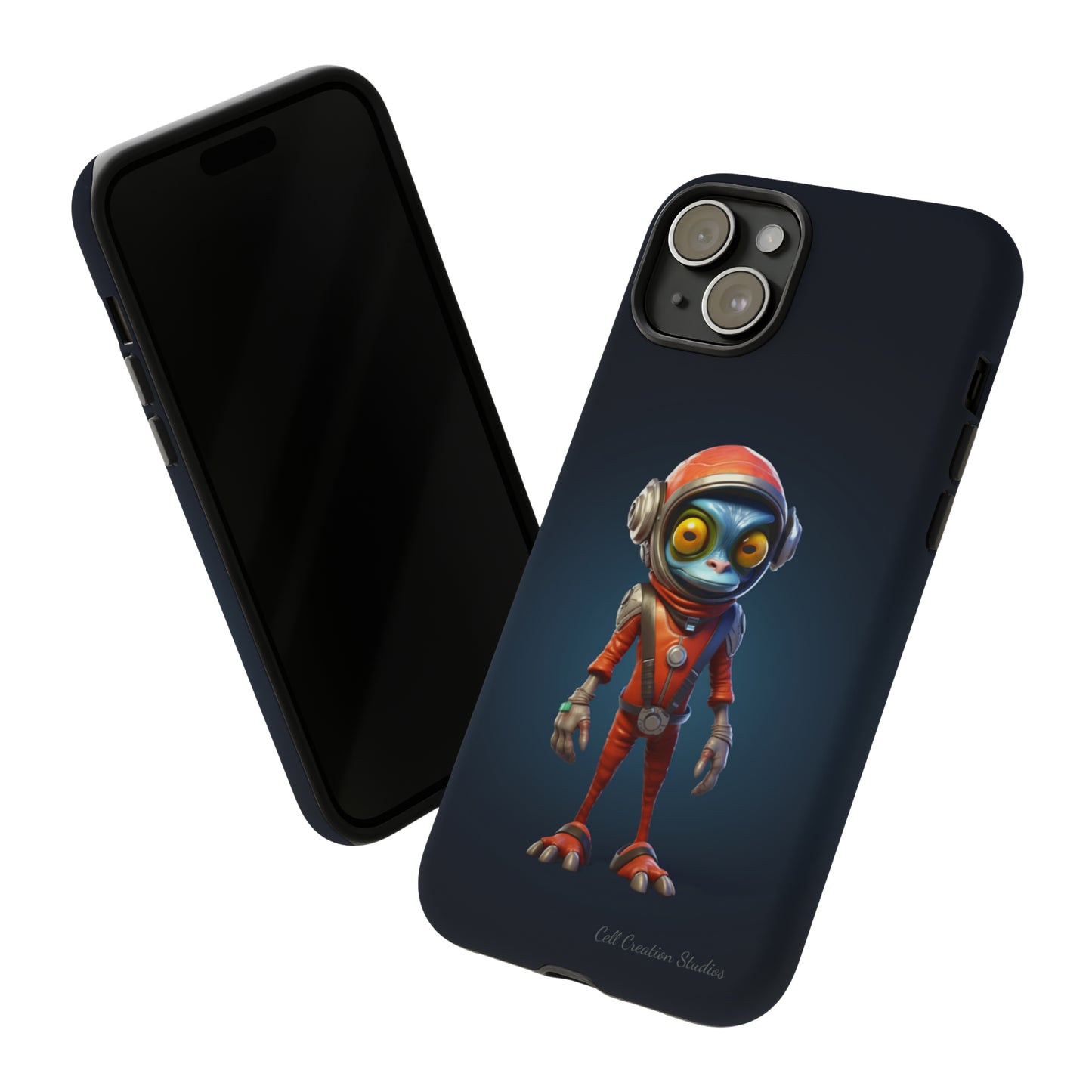 The "AstroGuard" Animated Blue Alien Astronaut Phone Case -Tough Cases