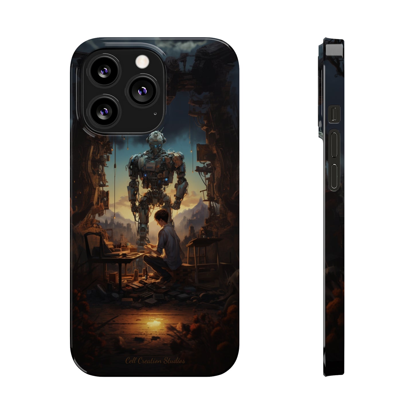 Introducing the "Mechanical Bond" Cell Phone Case – Witness a Captivating Moment of Giant Robot and Boy -Slim Phone Cases