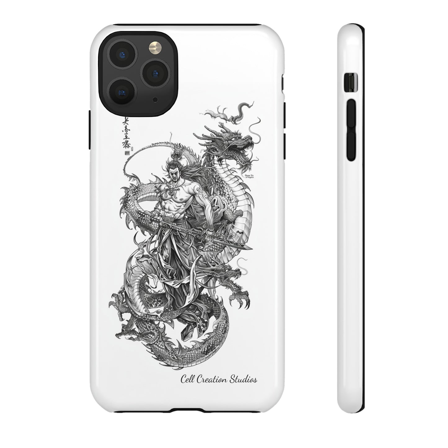 "Samurai and Dragon Sketch" -Tough iPhone Cases