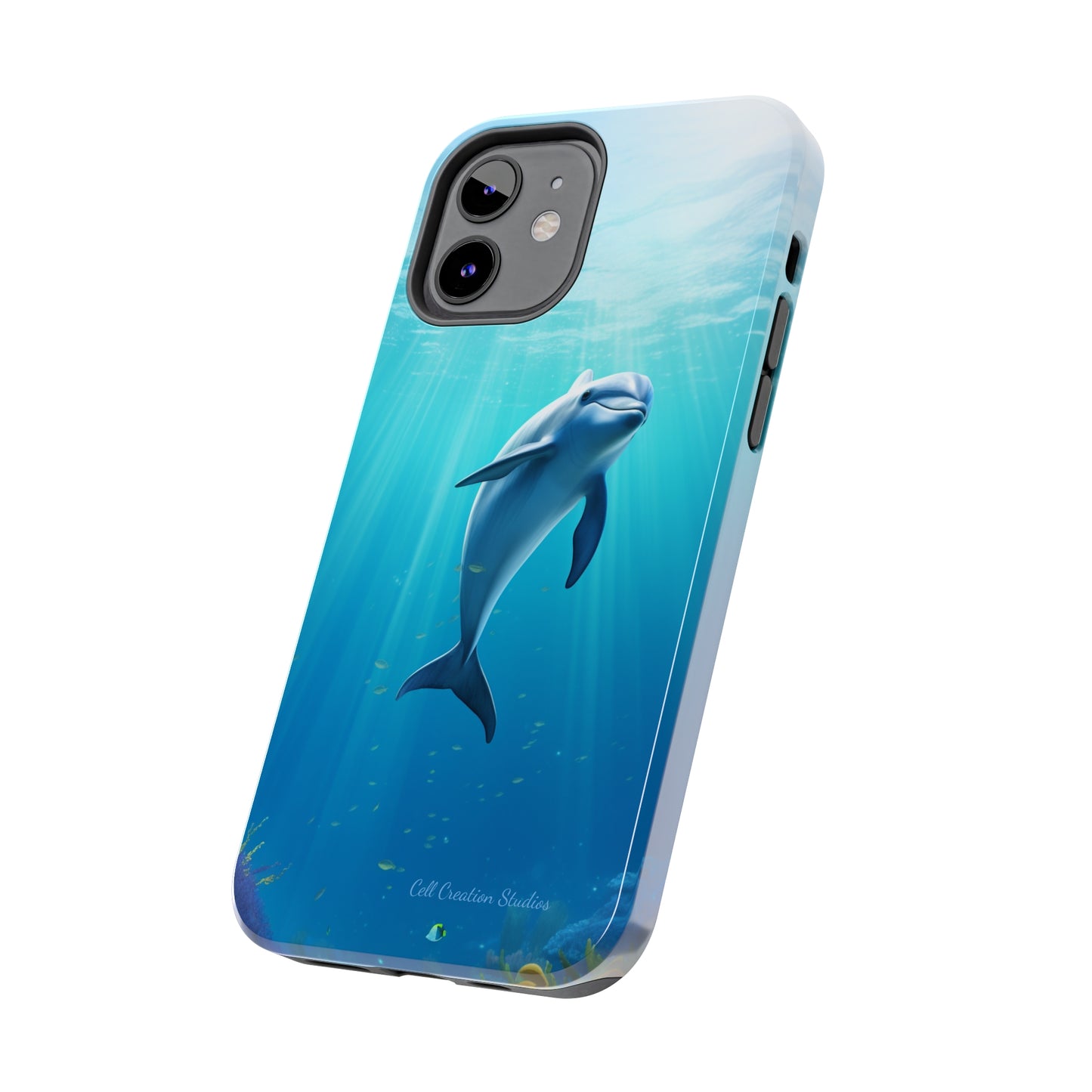 Introducing the "Dolphin Serenity" Cell Phone Case – Dive into Tranquility with a Graceful Dolphin -Tough Phone Cases