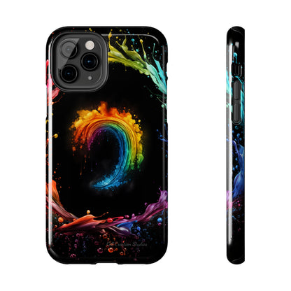 "Vibrant Swirls Painted on Black" Cell Phone Case -Tough Phone Cases