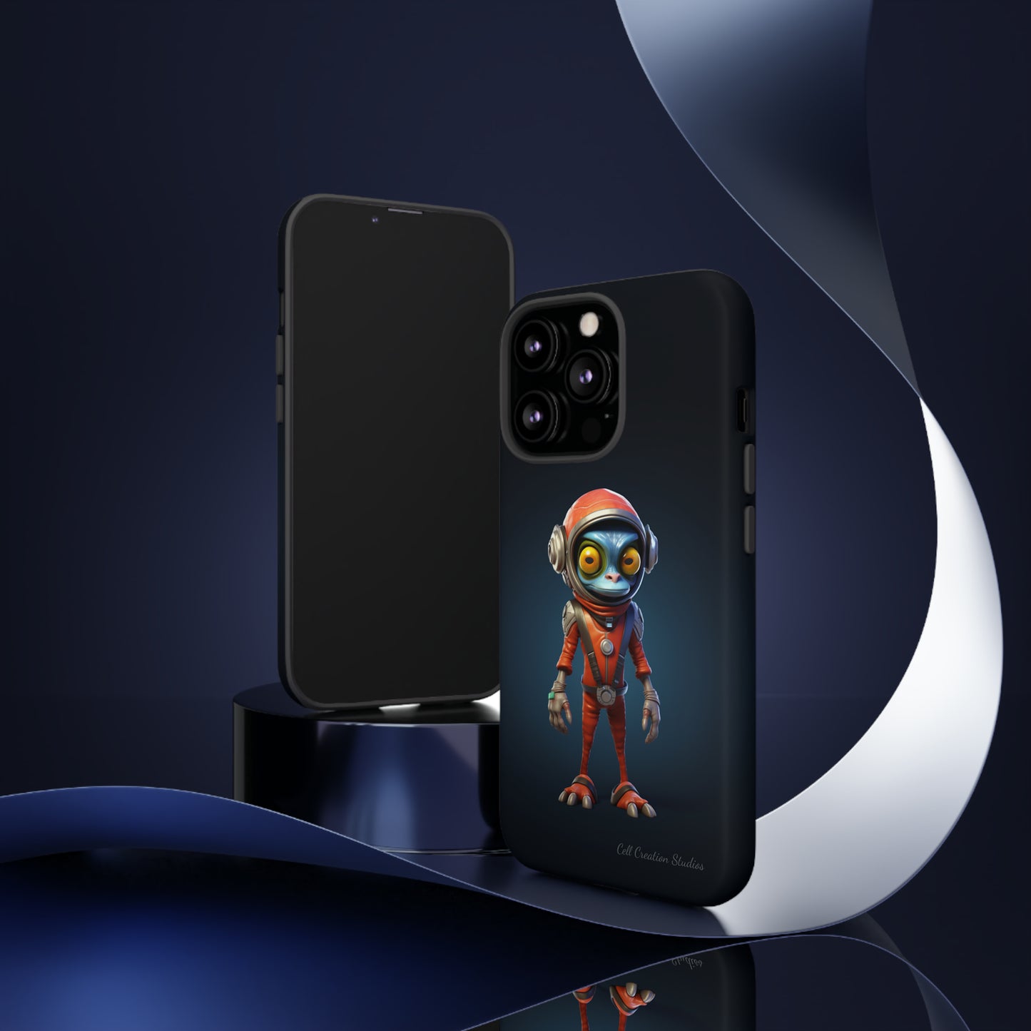 The "AstroGuard" Animated Blue Alien Astronaut Phone Case -Tough Cases