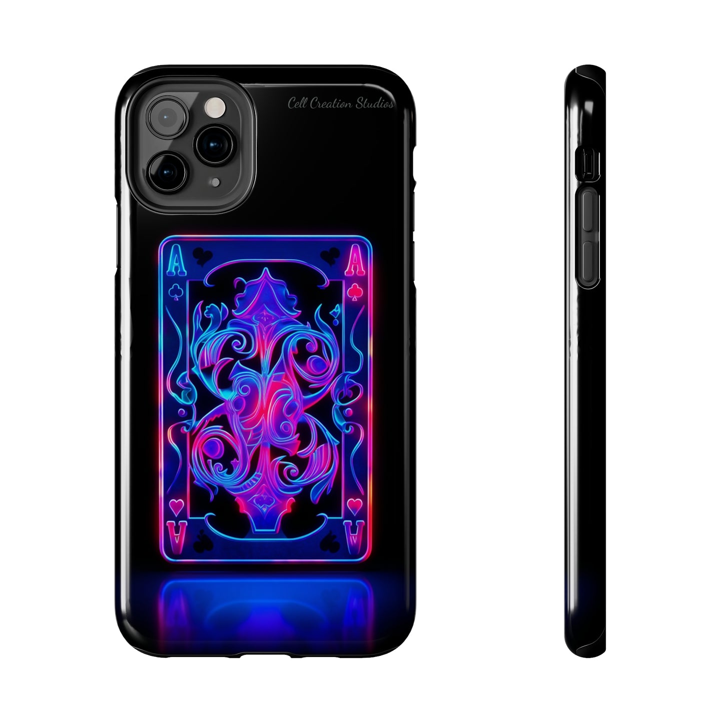 Introducing the "Neon Ace of Hearts" Cell Phone Case – Elevate Your Style with a Dazzling Card -Tough Phone Cases