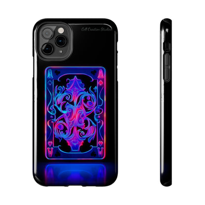 Introducing the "Neon Ace of Hearts" Cell Phone Case – Elevate Your Style with a Dazzling Card -Tough Phone Cases