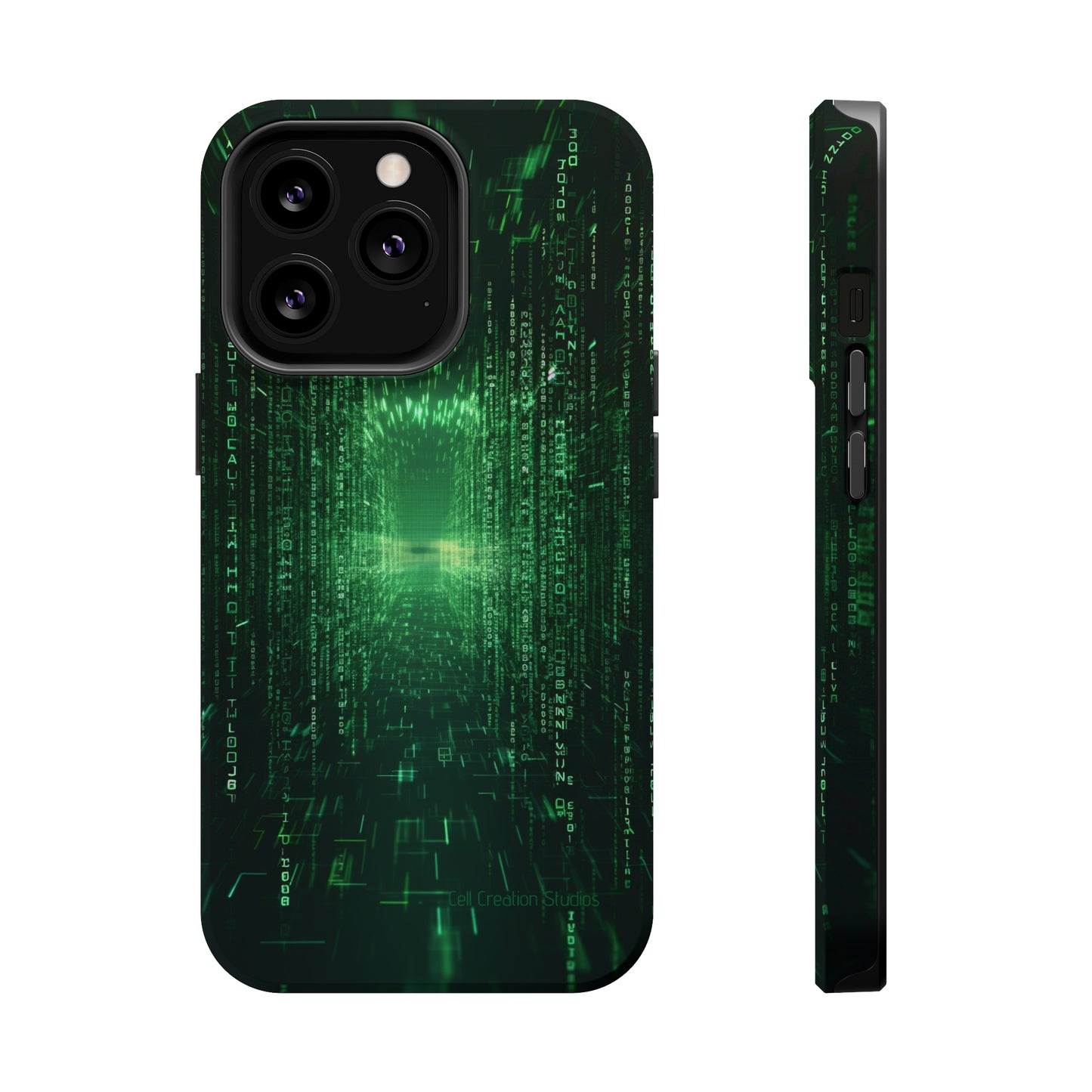 Introducing our "Digital Code Stream" Cell Phone Case – where style meets technology for your device's protection -MagSafe Tough Cases