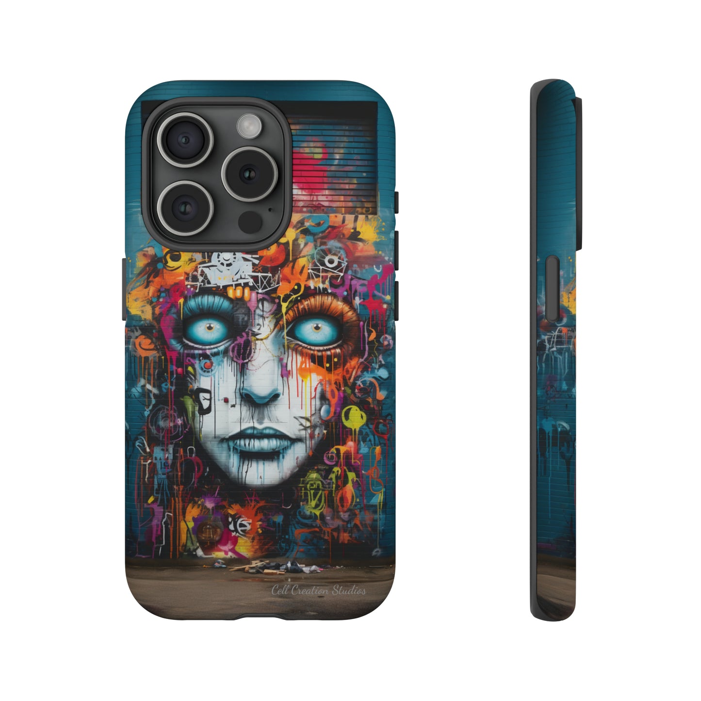 Elevate Your Style with our "Graffiti Face Concrete Wall" Phone Case -Tough Cases