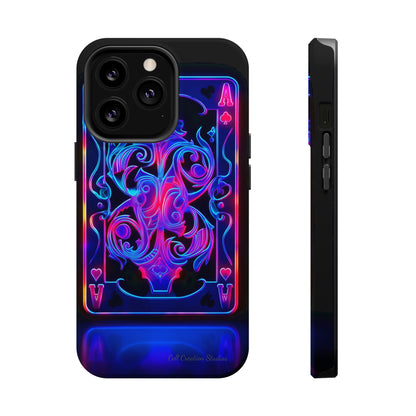 Introducing the "Neon Ace of Hearts" Cell Phone Case – Elevate Your Style with a Dazzling Card -MagSafe Tough Cases