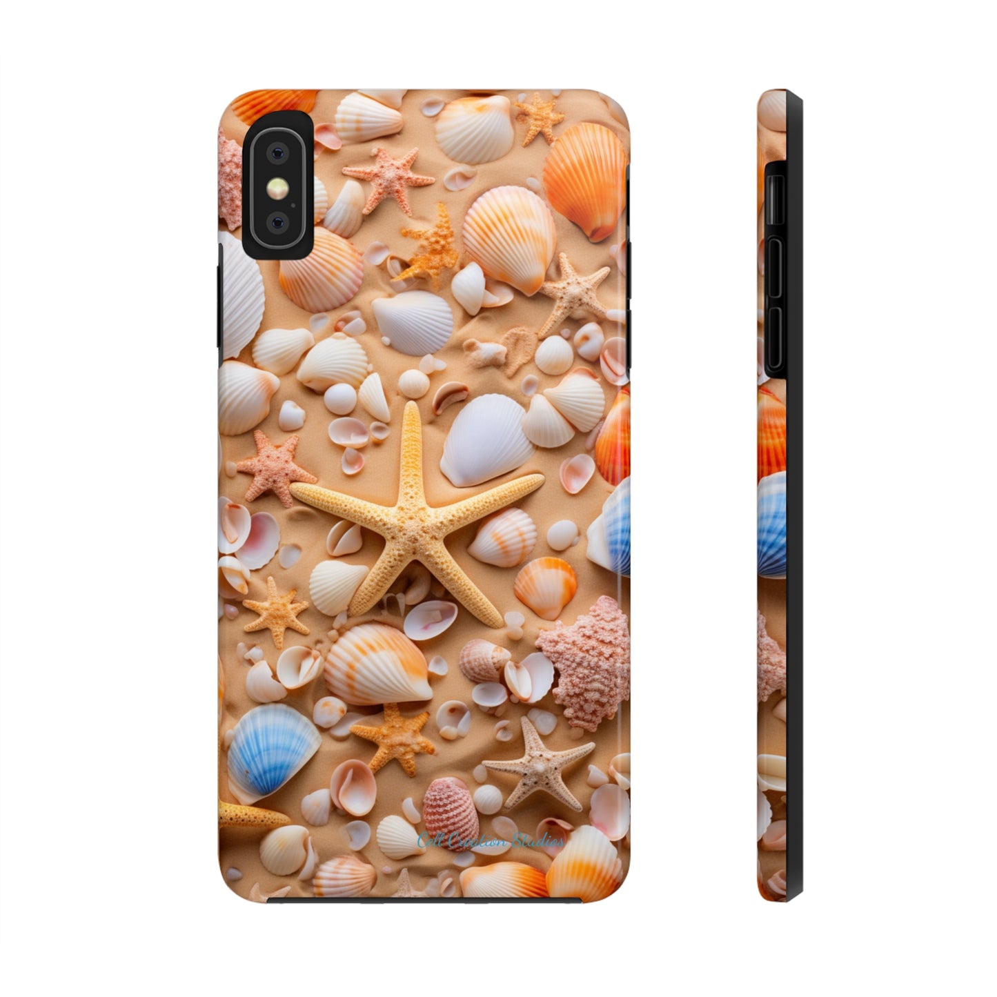 "Seaside Serenity Phone Case: Starfish and Seashells" -Tough Phone Cases