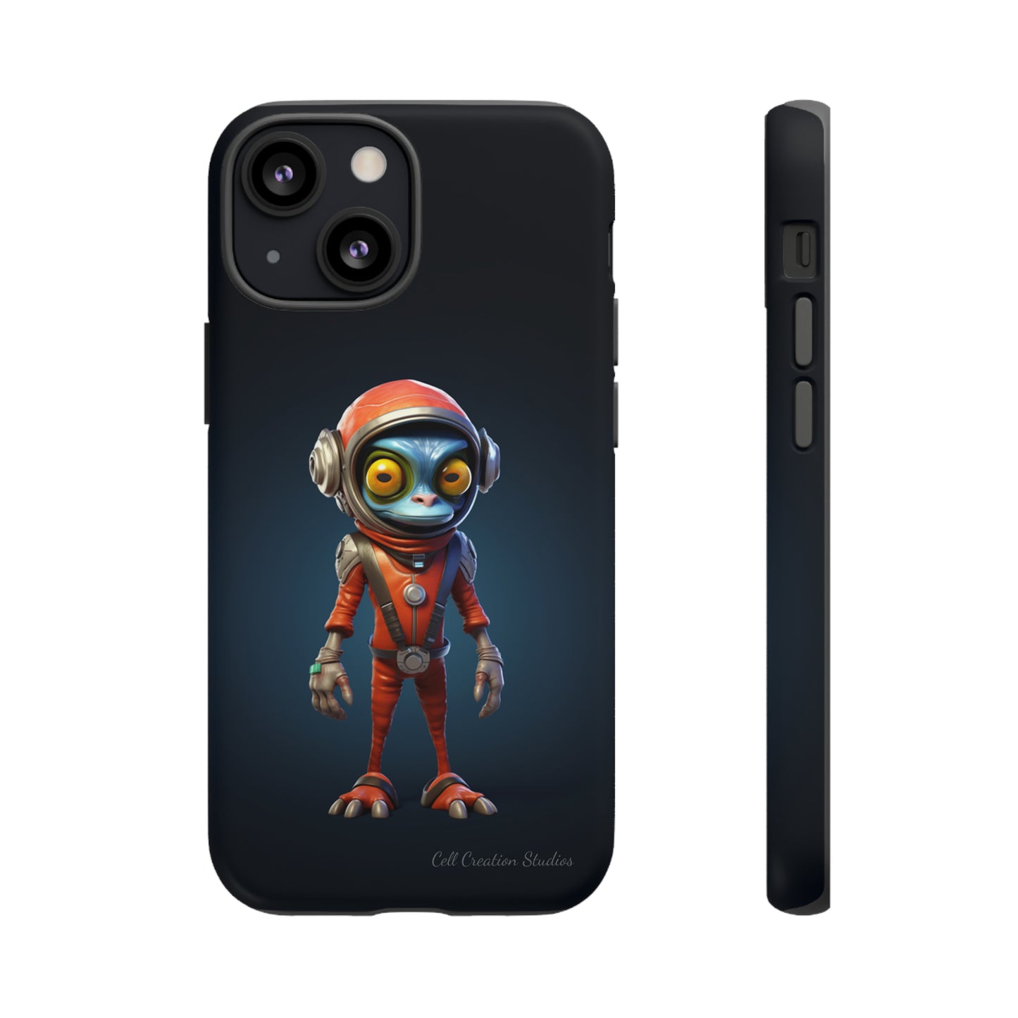 The "AstroGuard" Animated Blue Alien Astronaut Phone Case -Tough Cases