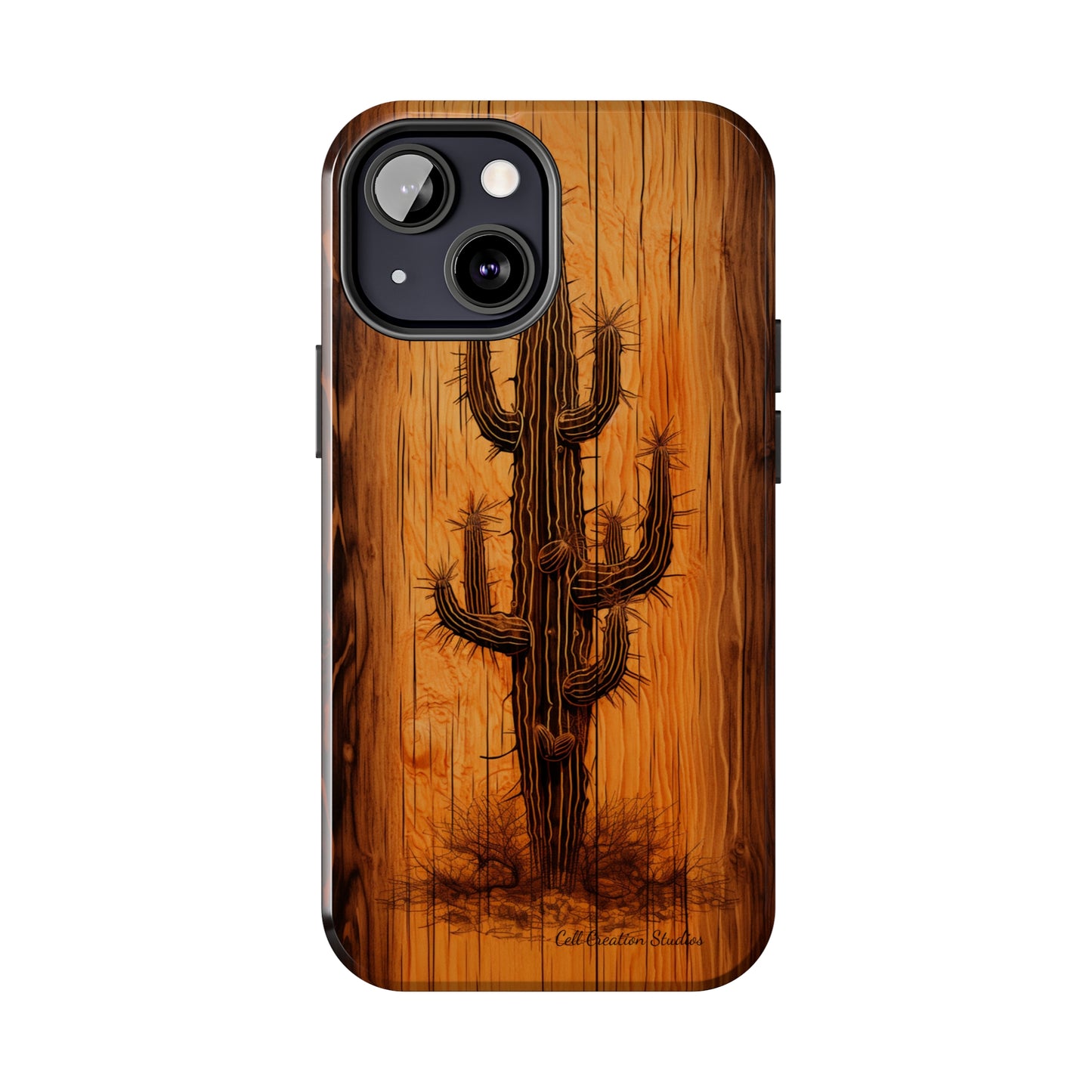 "Cactus Burnt Wood" Phone Case -Tough Phone Cases