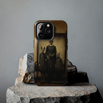 Introducing the "Vintage Odd Creatures" Cell Phone Case – Step into the Eerie Charm of a Haunting Family Portrait -Tough Phone Cases