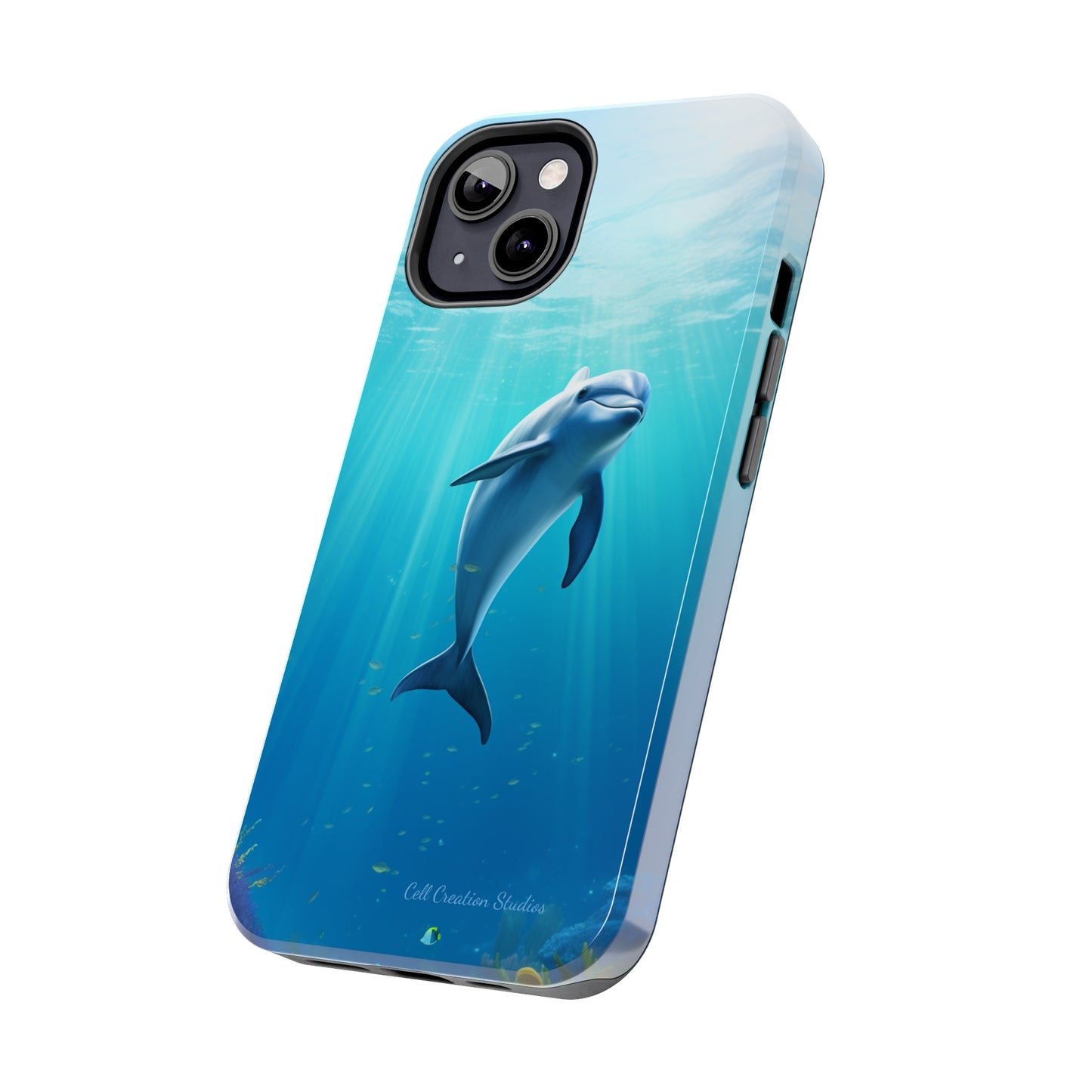 Introducing the "Dolphin Serenity" Cell Phone Case – Dive into Tranquility with a Graceful Dolphin -Tough Phone Cases