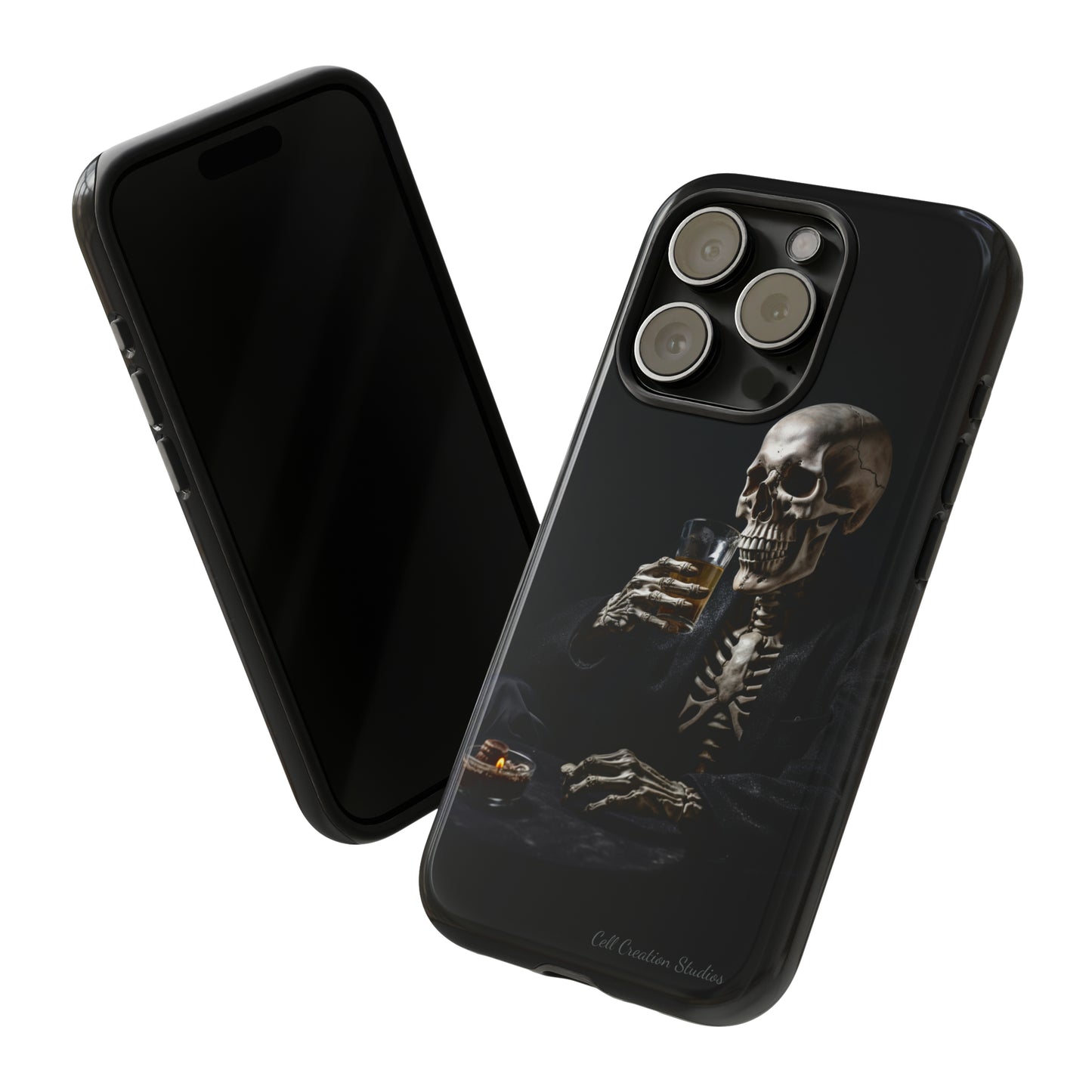 "Embrace the Dark Side with Our Skeleton Drinking Phone Case" -Tough Cases