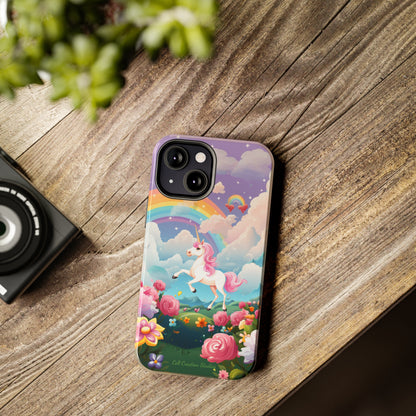 Introducing the "Floral Enchantment" Cell Phone Case – Embrace Your Imagination with a Unicorn in a Field of Flowers -Tough Phone Cases