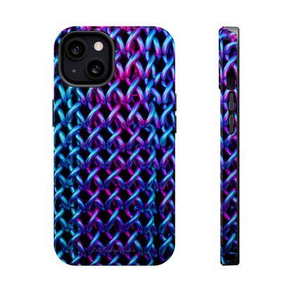 Introducing the "Neon Chainlink Glow" Cell Phone Case – Illuminate Your Style with Vibrant Chain Pattern Design -MagSafe Tough Cases