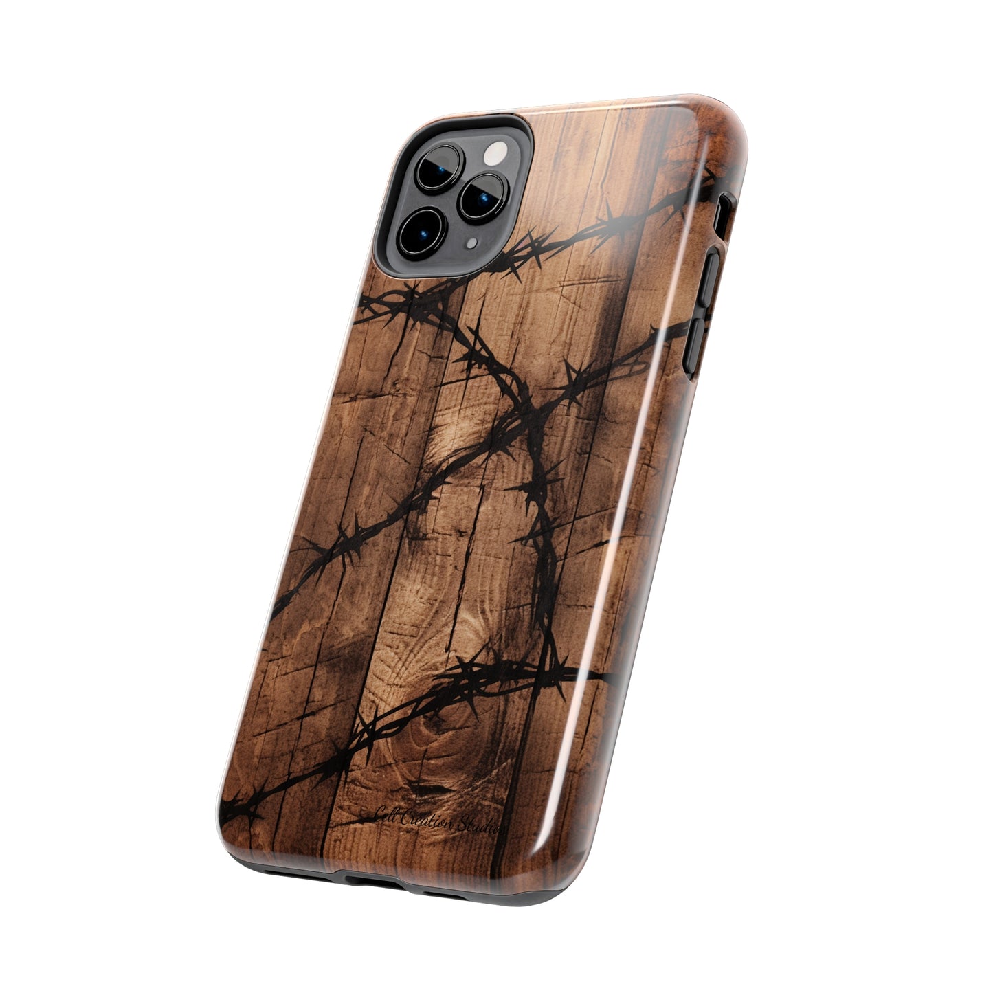 "Elegant Barb Wire on Wood" Embrace Rustic Style -Tough Phone Cases