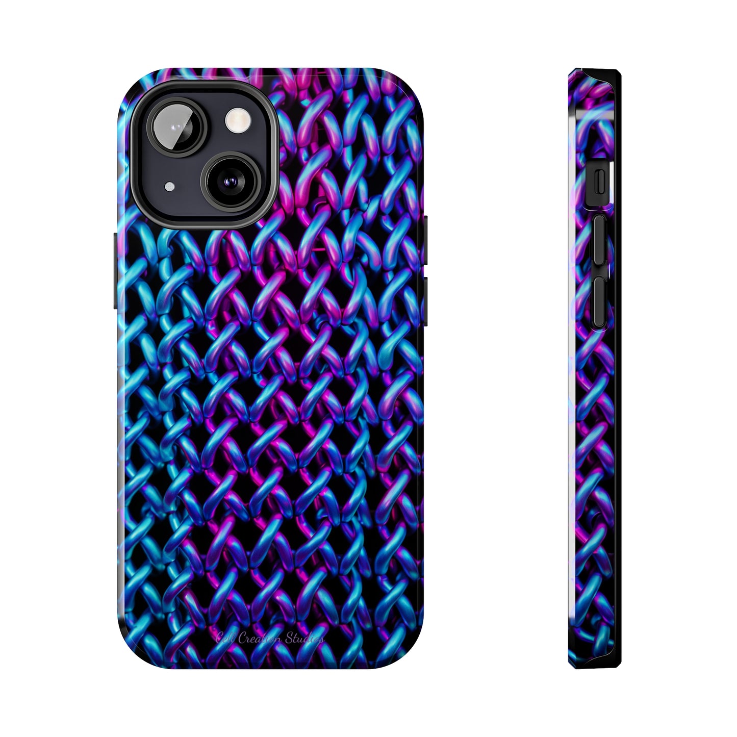 Introducing the "Neon Chainlink Glow" Cell Phone Case – Illuminate Your Style with Vibrant Chain Pattern Design -Tough Phone Cases