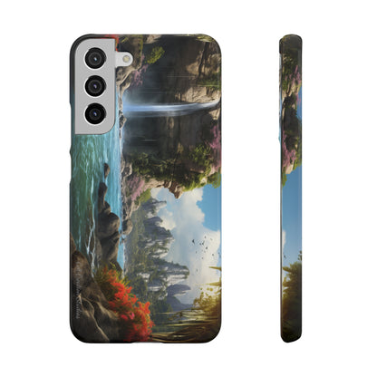 Introducing the "Nature's Cascade" Cell Phone Case – Capture Majestic Beauty with Rock Cliffs and Waterfall! -Snap Cases