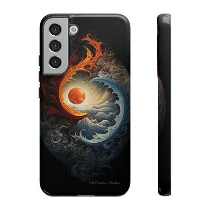 "Dual Elements Clash: Fire and Water Abstract" Phone Case -Tough Cases