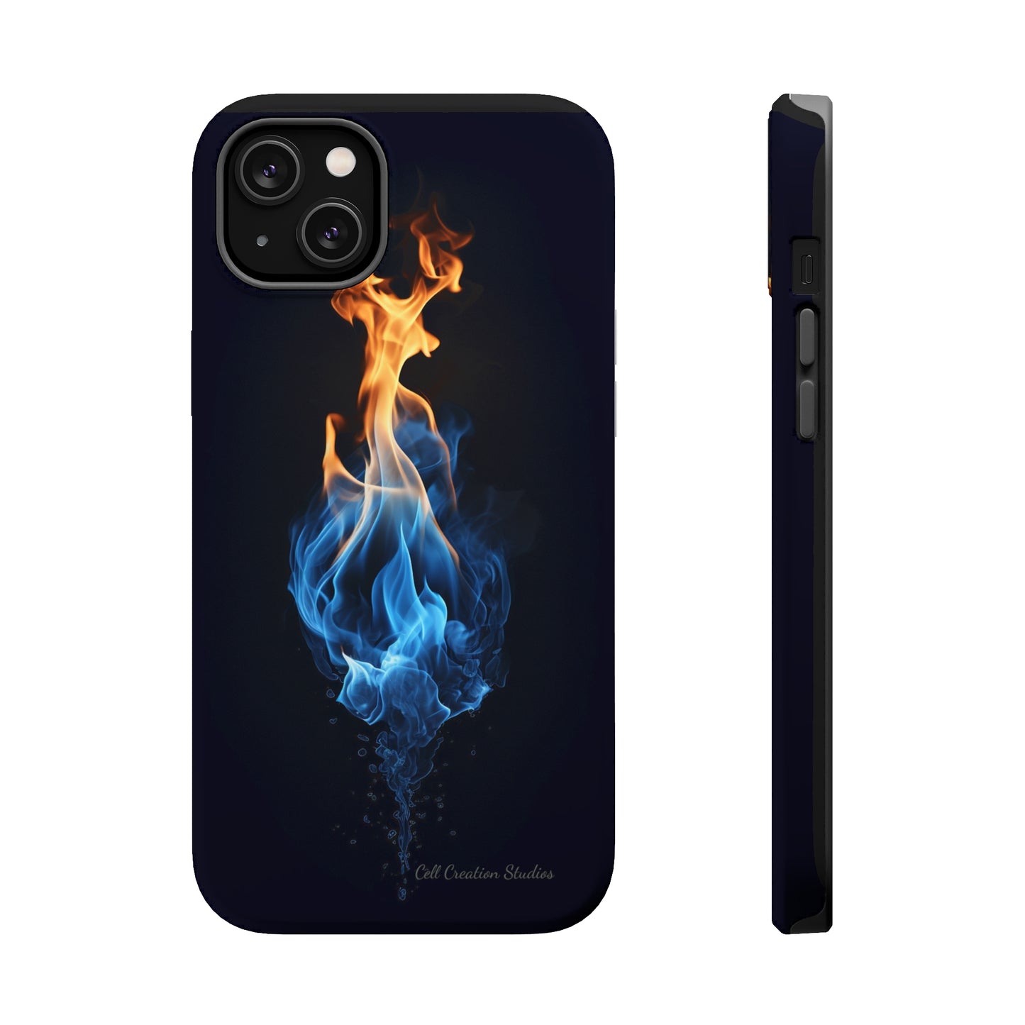 "Elegant Blue and Orange Flame" Phone Case: Ignite Your Style -MagSafe Tough Cases