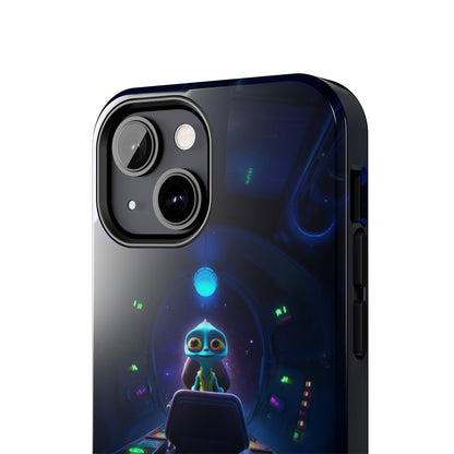 The "Galactic Buddy" Blue Alien Spaceship Phone Case -Tough Phone Cases