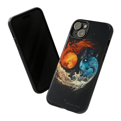 "Harmony in Contrast: Orange and Blue Yin and Yang" Phone Case -Tough Cases