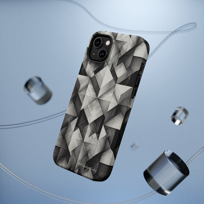 The "Black and White Geometric Pattern" Cell Phone Case- Elevate Your Phone's Style -MagSafe Tough Cases