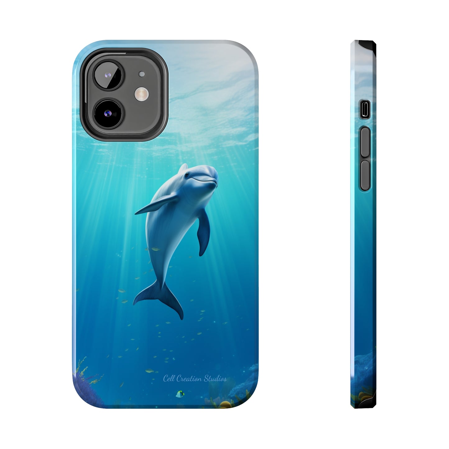 Introducing the "Dolphin Serenity" Cell Phone Case – Dive into Tranquility with a Graceful Dolphin -Tough Phone Cases