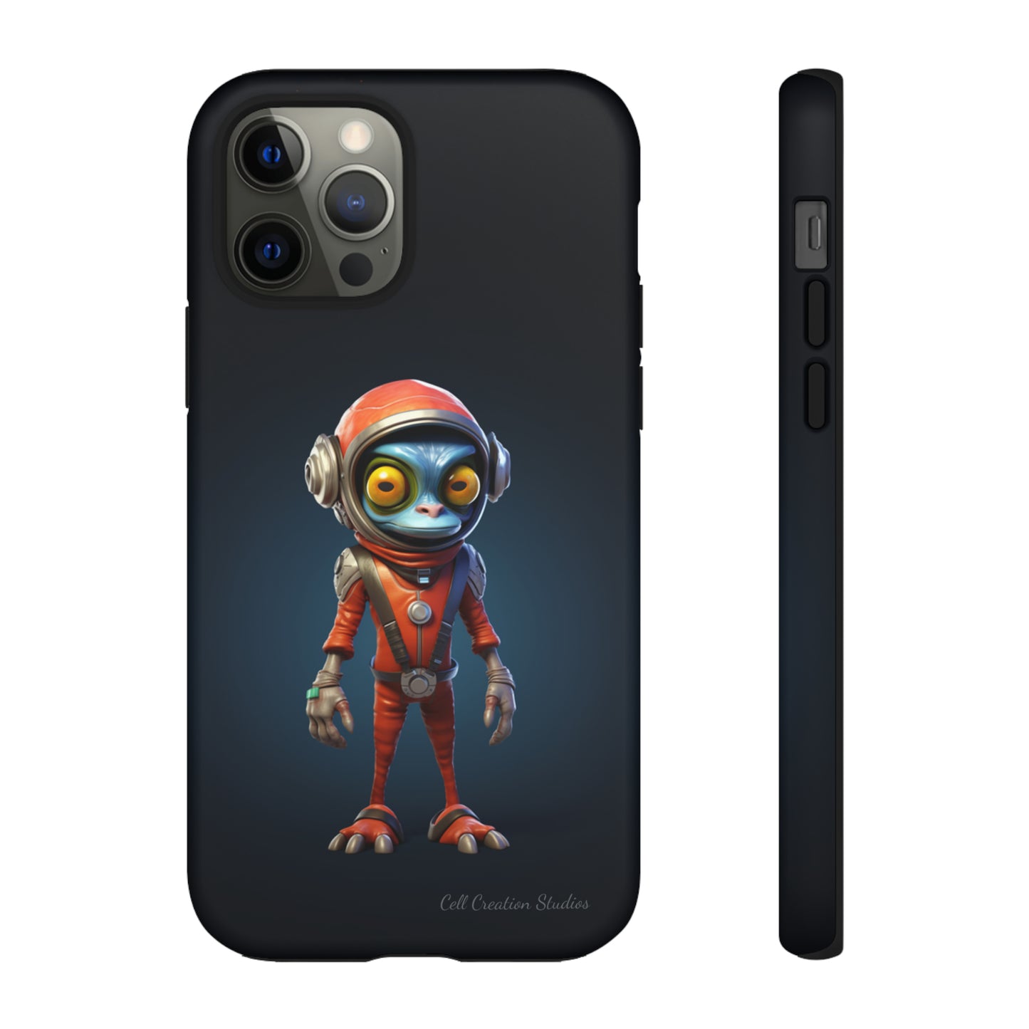 The "AstroGuard" Animated Blue Alien Astronaut Phone Case -Tough Cases