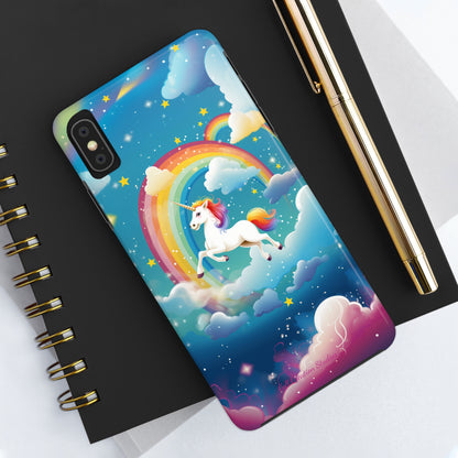 Introducing the "Rainbow Soar" Cell Phone Case – Embark on a Whimsical Journey with a Flying Unicorn -Tough Phone Cases