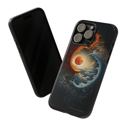 "Dual Elements Clash: Fire and Water Abstract" Phone Case -Tough Cases