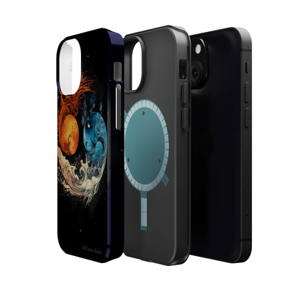 "Harmony in Contrast: Orange and Blue Yin and Yang Phone Case" -MagSafe Tough Cases