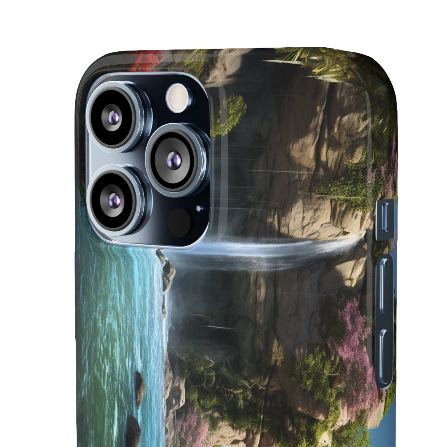 Introducing the "Nature's Cascade" Cell Phone Case – Capture Majestic Beauty with Rock Cliffs and Waterfall! -Snap Cases