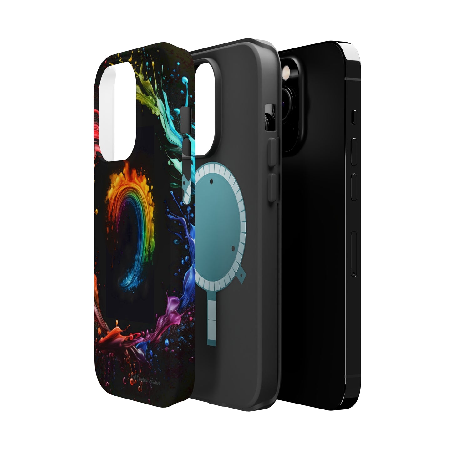 "Vibrant Swirls Painted on Black" Cell Phone Case -MagSafe Tough Cases