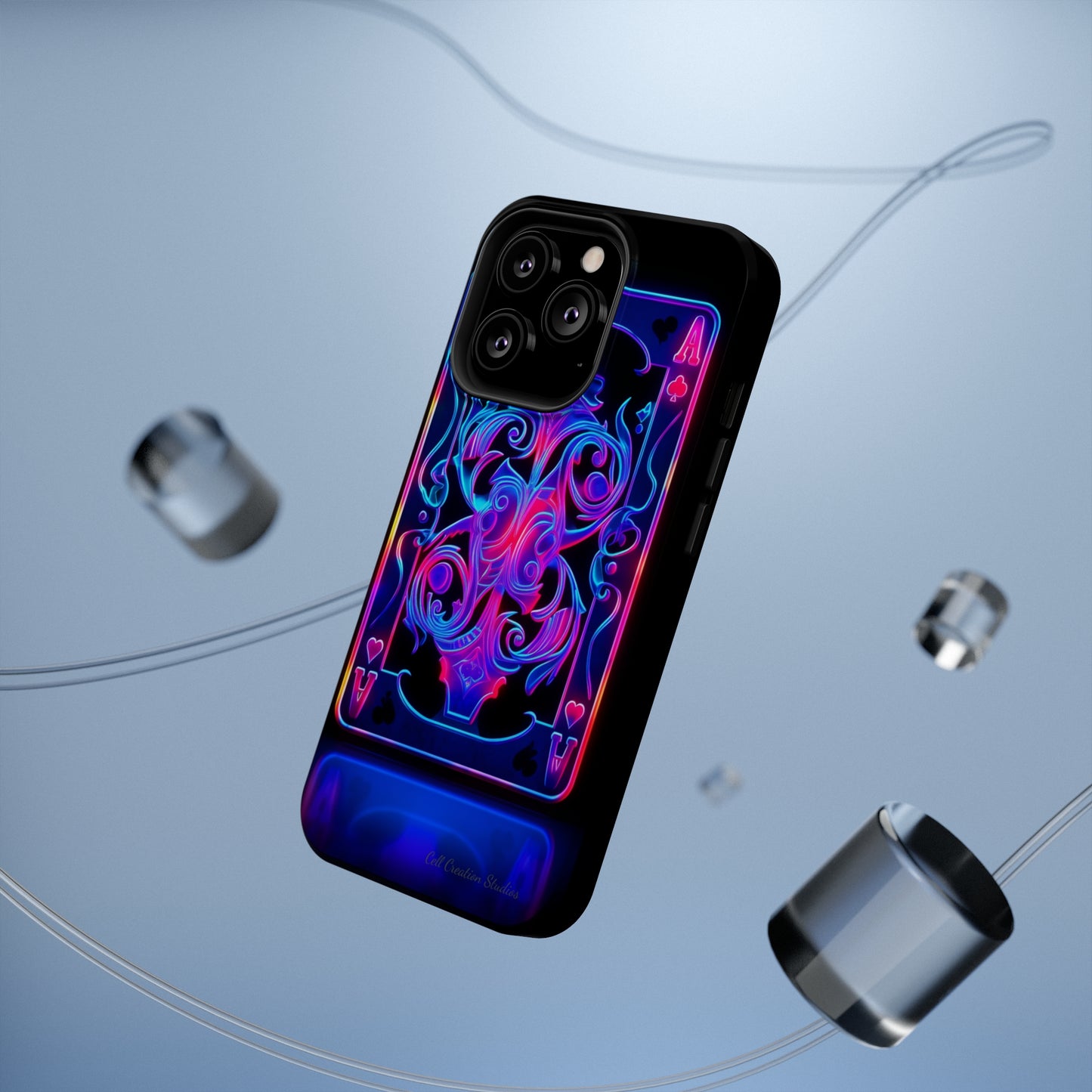 Introducing the "Neon Ace of Hearts" Cell Phone Case – Elevate Your Style with a Dazzling Card -MagSafe Tough Cases