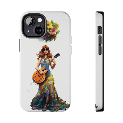 Introducing the "Hippie Chick Groove" Cell Phone Case – Retro Vibes and Musical Delight -Tough Phone Cases