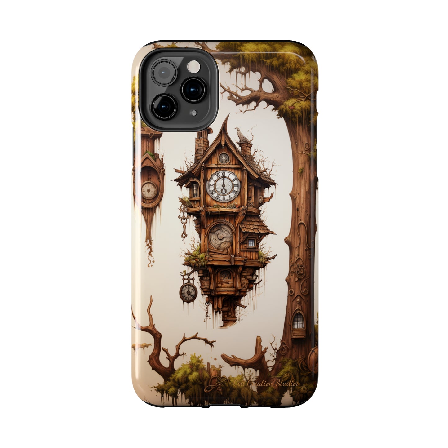 Introducing the "Mystical Wooden Clock" Cell Phone Case – Embrace Enchantment and Timeless Beauty -Tough Phone Cases