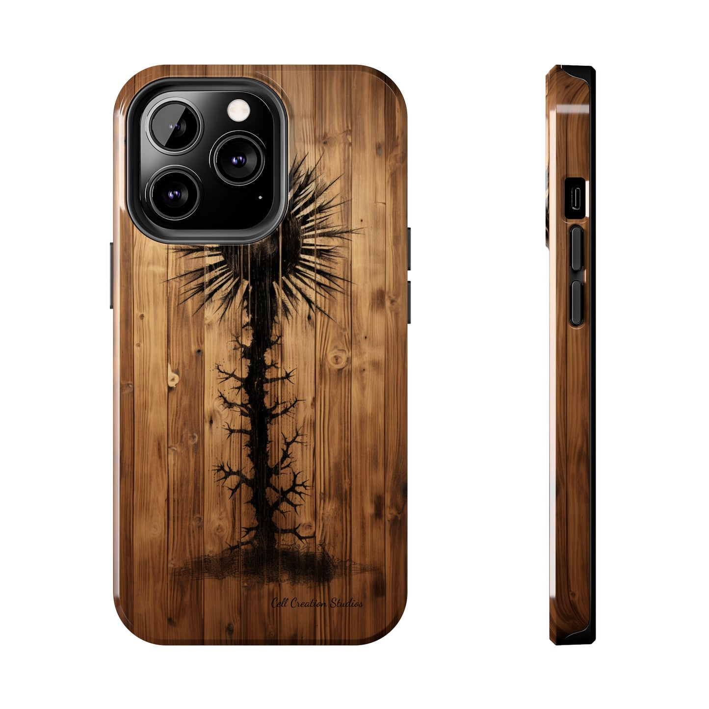 "Desert Plant on Wood Themed Phone Case: Embrace Nature's Beauty"-Tough Phone Cases