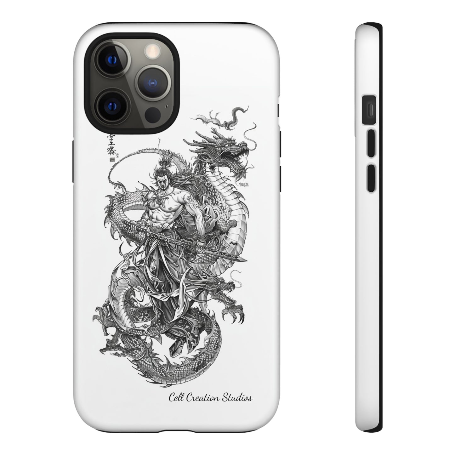 "Samurai and Dragon Sketch" -Tough iPhone Cases