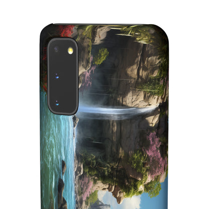 Introducing the "Nature's Cascade" Cell Phone Case – Capture Majestic Beauty with Rock Cliffs and Waterfall! -Snap Cases