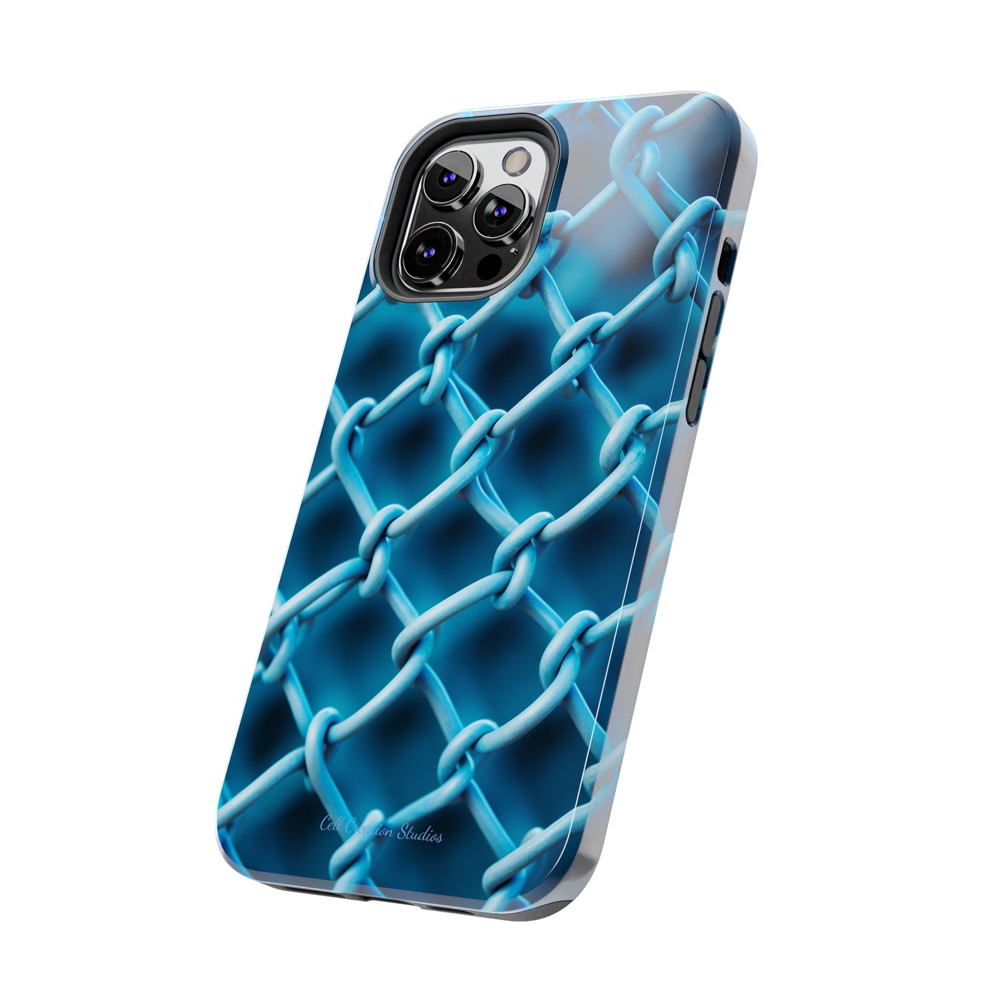 Introducing the "Elegant Chainlink" Cell Phone Case – Embrace Contemporary Style with Blue Chain Link Design -Tough Phone Cases