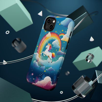 Introducing the "Rainbow Soar" Cell Phone Case – Embark on a Whimsical Journey with a Flying Unicorn -MagSafe Tough Cases