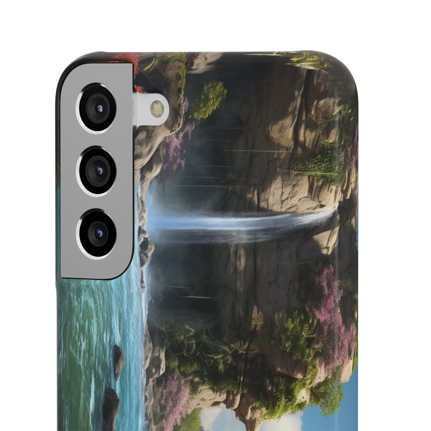 Introducing the "Nature's Cascade" Cell Phone Case – Capture Majestic Beauty with Rock Cliffs and Waterfall! -Snap Cases