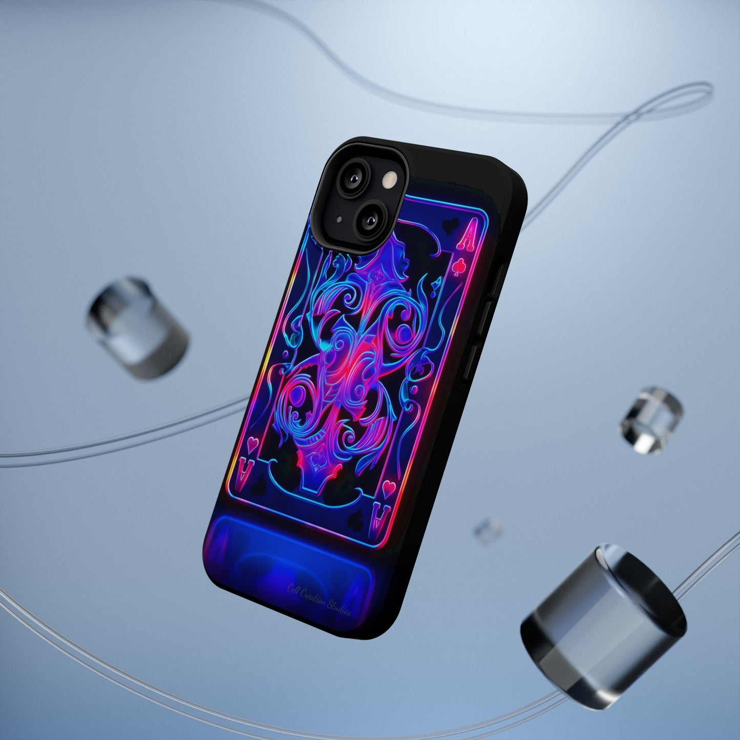 Introducing the "Neon Ace of Hearts" Cell Phone Case – Elevate Your Style with a Dazzling Card -MagSafe Tough Cases