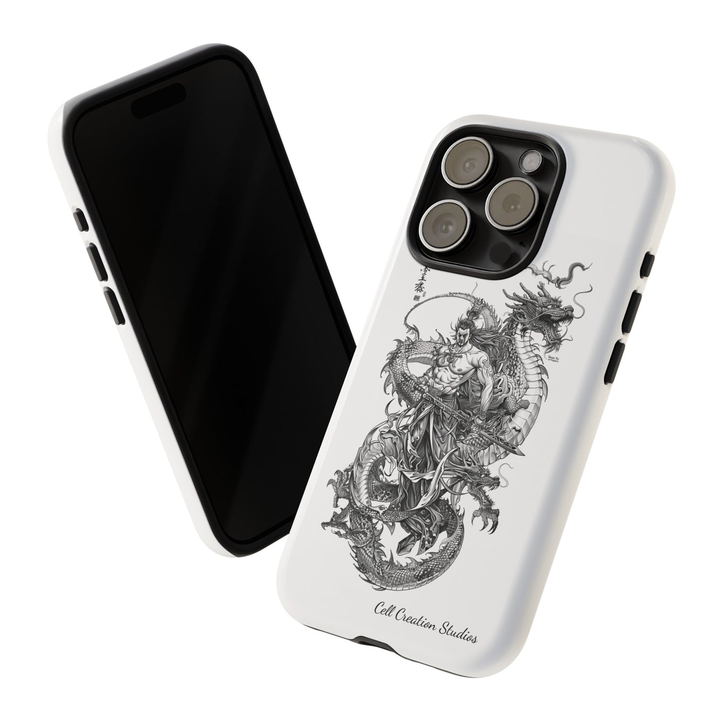 "Samurai and Dragon Sketch" -Tough iPhone Cases