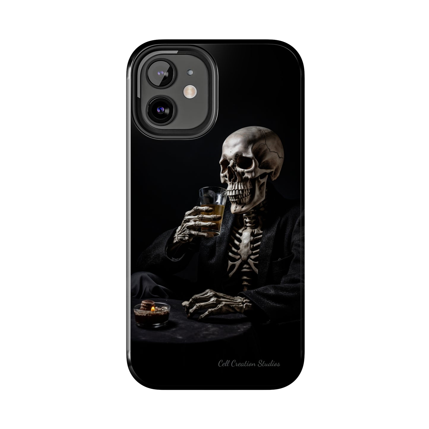 "Embrace the Dark Side with Our Skeleton Drinking Phone Case" -Tough Phone Cases