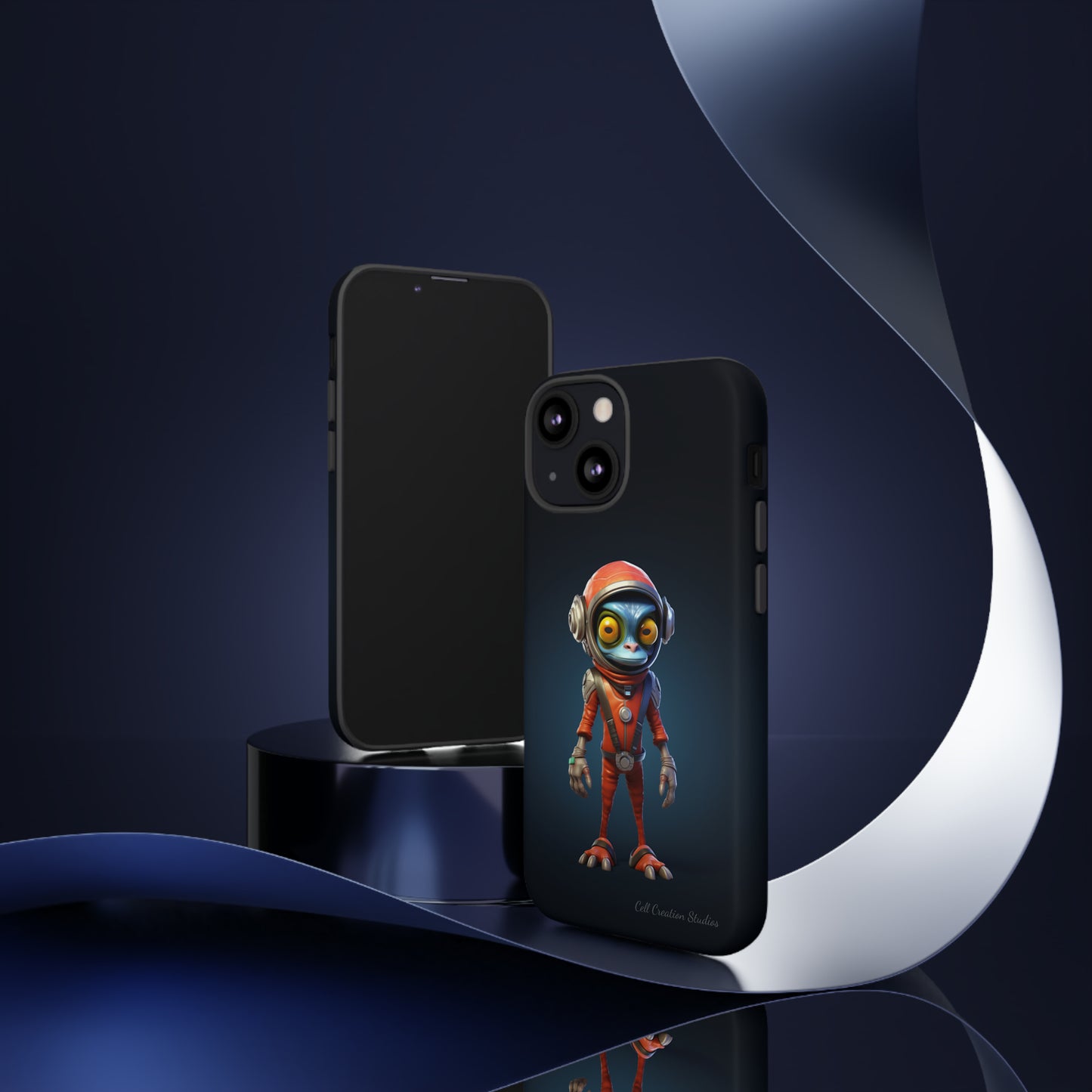 The "AstroGuard" Animated Blue Alien Astronaut Phone Case -Tough Cases