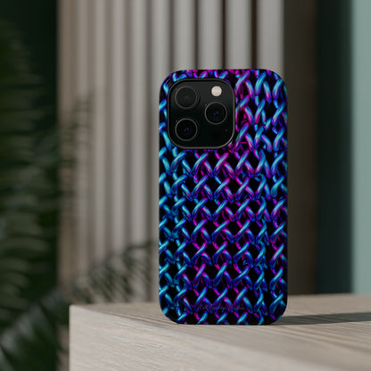 Introducing the "Neon Chainlink Glow" Cell Phone Case – Illuminate Your Style with Vibrant Chain Pattern Design -MagSafe Tough Cases