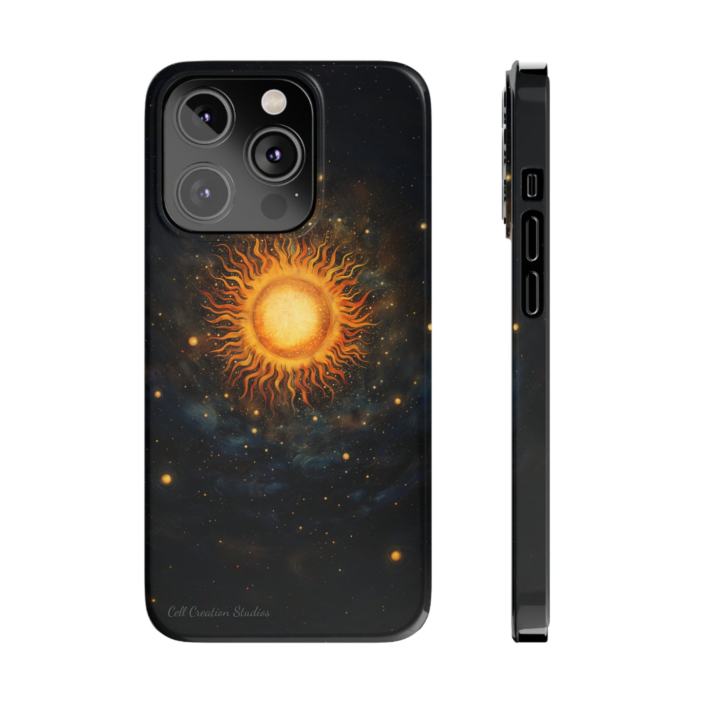 Introducing the "Celestial Sun and Stars" Cell Phone Case – Carry the Cosmos with You -Slim Phone Cases