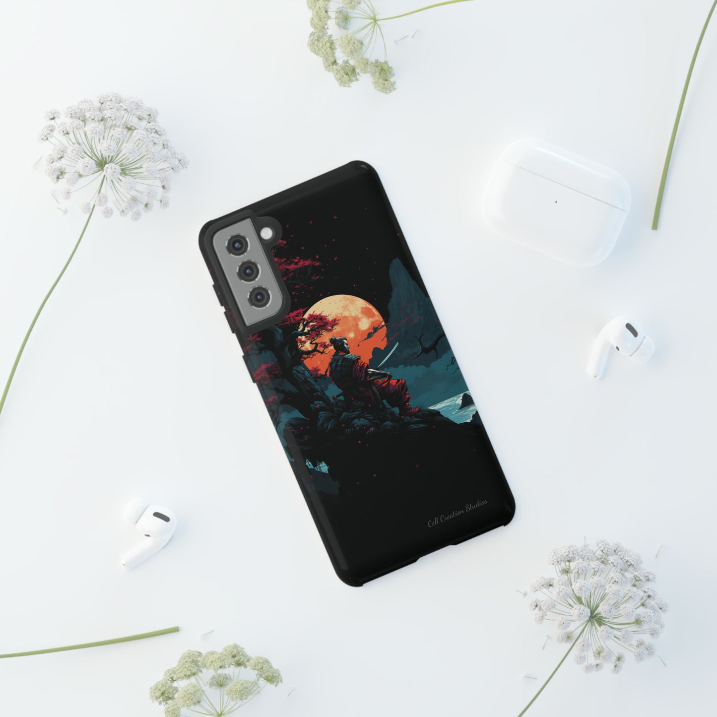 Introducing the "Moonlit Samurai Serenity" Cell Phone Case – Embrace Elegance and Strength -Tough Cases